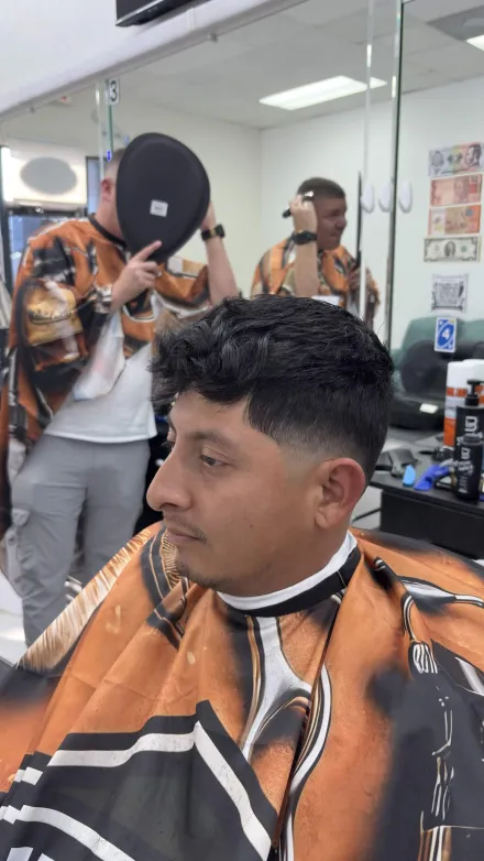 Sharp fade and clean line-up finished at Anthony's Dominican Barbershop, Cape Coral